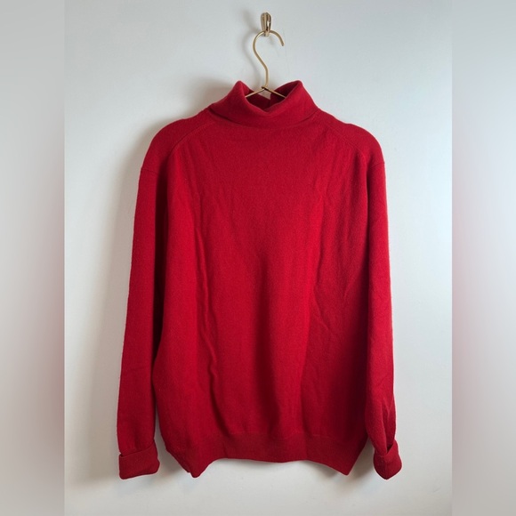 Kinross Cashmere Red turtleneck sweater size L - Picture 10 of 13